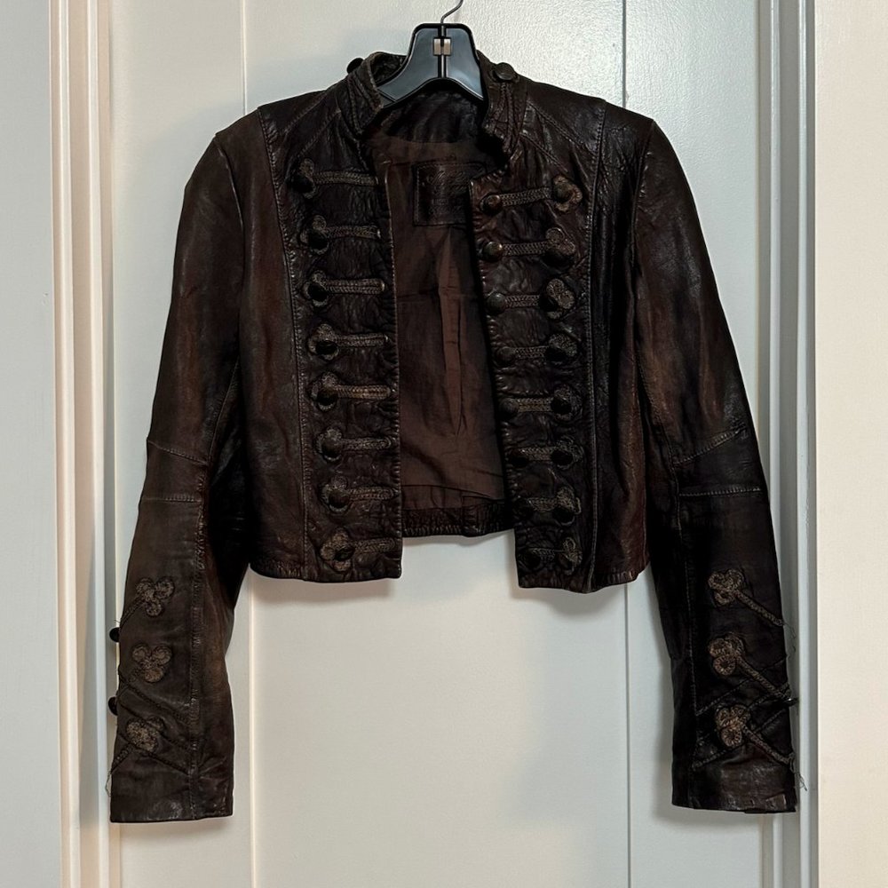 All Saints Cropped Leather Jacket